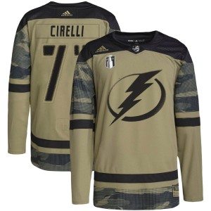 Youth Tampa Bay Lightning Anthony Cirelli Adidas Authentic Military Appreciation Practice 2022 Stanley Cup Final Jersey - Camo
