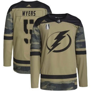 Youth Tampa Bay Lightning Philippe Myers Adidas Authentic Military Appreciation Practice 2022 Stanley Cup Final Jersey - Camo