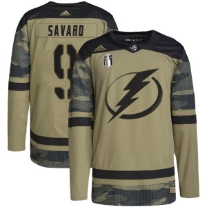 Youth Tampa Bay Lightning Denis Savard Adidas Authentic Military Appreciation Practice 2022 Stanley Cup Final Jersey - Camo