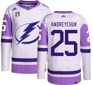 Men's Tampa Bay Lightning Dave Andreychuk Adidas Authentic Hockey Fights Cancer 2022 Stanley Cup Final Jersey -