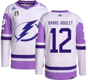Men's Tampa Bay Lightning Alex Barre-Boulet Adidas Authentic Hockey Fights Cancer 2022 Stanley Cup Final Jersey -