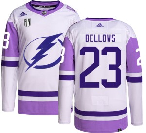 Men's Tampa Bay Lightning Brian Bellows Adidas Authentic Hockey Fights Cancer 2022 Stanley Cup Final Jersey -