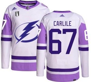 Men's Tampa Bay Lightning Declan Carlile Adidas Authentic Hockey Fights Cancer 2022 Stanley Cup Final Jersey -