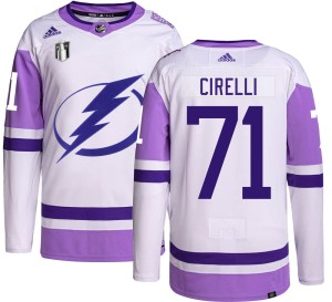 Men's Tampa Bay Lightning Anthony Cirelli Adidas Authentic Hockey Fights Cancer 2022 Stanley Cup Final Jersey -
