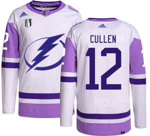 Men's Tampa Bay Lightning John Cullen Adidas Authentic Hockey Fights Cancer 2022 Stanley Cup Final Jersey -