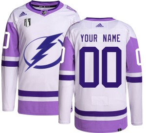 Men's Tampa Bay Lightning Custom Adidas Authentic Hockey Fights Cancer 2022 Stanley Cup Final Jersey -