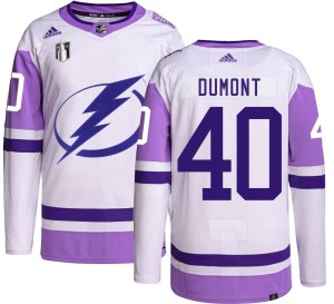 Men's Tampa Bay Lightning Gabriel Dumont Adidas Authentic Hockey Fights Cancer 2022 Stanley Cup Final Jersey -