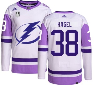 Men's Tampa Bay Lightning Brandon Hagel Adidas Authentic Hockey Fights Cancer 2022 Stanley Cup Final Jersey -