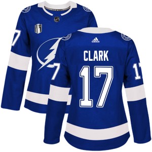 Women's Tampa Bay Lightning Wendel Clark Adidas Authentic Home 2022 Stanley Cup Final Jersey - Blue