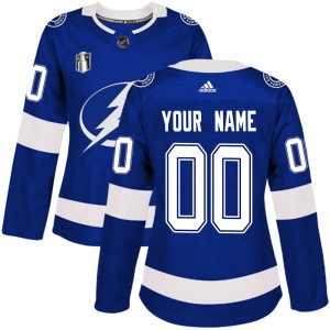 Women's Tampa Bay Lightning Custom Adidas Authentic Home 2022 Stanley Cup Final Jersey - Blue