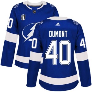 Women's Tampa Bay Lightning Gabriel Dumont Adidas Authentic Home 2022 Stanley Cup Final Jersey - Blue