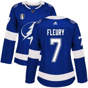 Women's Tampa Bay Lightning Haydn Fleury Adidas Authentic Home 2022 Stanley Cup Final Jersey - Blue