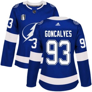 Women's Tampa Bay Lightning Gage Goncalves Adidas Authentic Home 2022 Stanley Cup Final Jersey - Blue