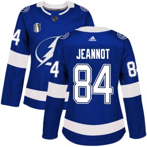 Women's Tampa Bay Lightning Tanner Jeannot Adidas Authentic Home 2022 Stanley Cup Final Jersey - Blue