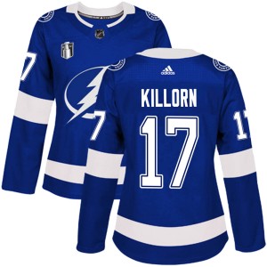 Women's Tampa Bay Lightning Alex Killorn Adidas Authentic Home 2022 Stanley Cup Final Jersey - Blue