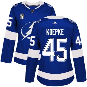 Women's Tampa Bay Lightning Cole Koepke Adidas Authentic Home 2022 Stanley Cup Final Jersey - Blue