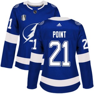 Women's Tampa Bay Lightning Brayden Point Adidas Authentic Home 2022 Stanley Cup Final Jersey - Blue