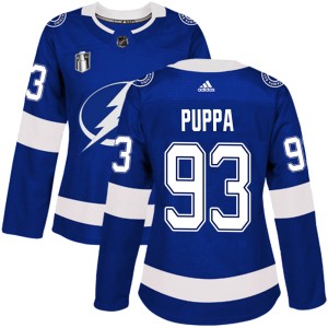 Women's Tampa Bay Lightning Daren Puppa Adidas Authentic Home 2022 Stanley Cup Final Jersey - Blue