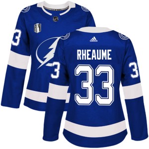 Women's Tampa Bay Lightning Manon Rheaume Adidas Authentic Home 2022 Stanley Cup Final Jersey - Blue