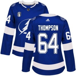 Women's Tampa Bay Lightning Jack Thompson Adidas Authentic Home 2022 Stanley Cup Final Jersey - Blue