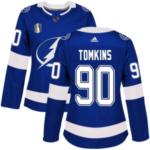 Women's Tampa Bay Lightning Matt Tomkins Adidas Authentic Home 2022 Stanley Cup Final Jersey - Blue