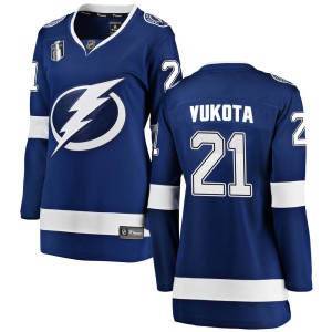 Women's Tampa Bay Lightning Mick Vukota Fanatics Branded Breakaway Home 2022 Stanley Cup Final Jersey - Blue