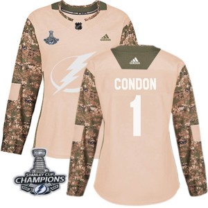 Women's Tampa Bay Lightning Mike Condon Adidas Authentic Veterans Day Practice 2020 Stanley Cup Champions Jersey - Camo