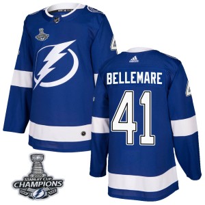 Youth Tampa Bay Lightning Pierre-Edouard Bellemare Adidas Authentic Home 2020 Stanley Cup Champions Jersey - Blue