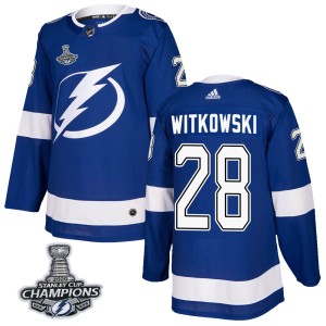 Youth Tampa Bay Lightning Luke Witkowski Adidas Authentic Home 2020 Stanley Cup Champions Jersey - Blue