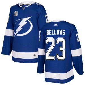 Men's Tampa Bay Lightning Brian Bellows Adidas Authentic Home 2022 Stanley Cup Final Jersey - Blue
