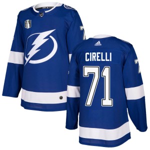 Men's Tampa Bay Lightning Anthony Cirelli Adidas Authentic Home 2022 Stanley Cup Final Jersey - Blue