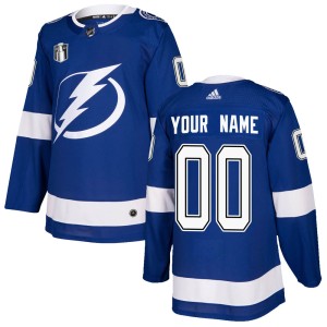 Men's Tampa Bay Lightning Custom Adidas Authentic Home 2022 Stanley Cup Final Jersey - Blue