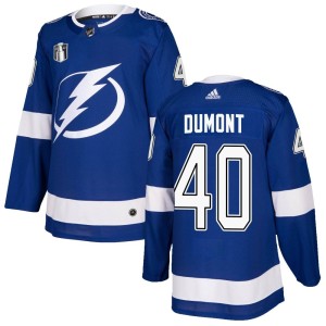 Men's Tampa Bay Lightning Gabriel Dumont Adidas Authentic Home 2022 Stanley Cup Final Jersey - Blue