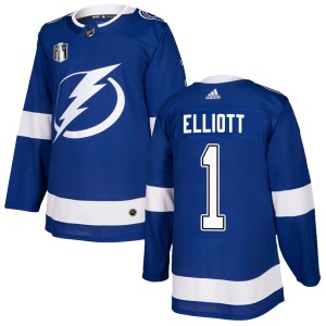 Men's Tampa Bay Lightning Brian Elliott Adidas Authentic Home 2022 Stanley Cup Final Jersey - Blue