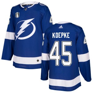 Men's Tampa Bay Lightning Cole Koepke Adidas Authentic Home 2022 Stanley Cup Final Jersey - Blue