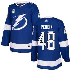 Men's Tampa Bay Lightning Nick Perbix Adidas Authentic Home 2022 Stanley Cup Final Jersey - Blue