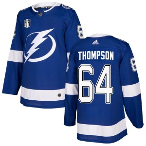Men's Tampa Bay Lightning Jack Thompson Adidas Authentic Home 2022 Stanley Cup Final Jersey - Blue