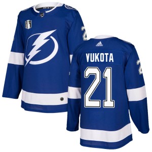 Men's Tampa Bay Lightning Mick Vukota Adidas Authentic Home 2022 Stanley Cup Final Jersey - Blue