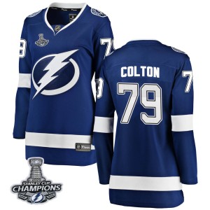 Women's Tampa Bay Lightning Ross Colton Fanatics Branded Breakaway Home 2020 Stanley Cup Champions Jersey - Blue