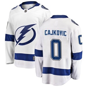 Men's Tampa Bay Lightning Maxim Cajkovic Fanatics Branded Breakaway Away Jersey - White