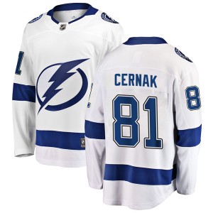 Men's Tampa Bay Lightning Erik Cernak Fanatics Branded Breakaway Away Jersey - White
