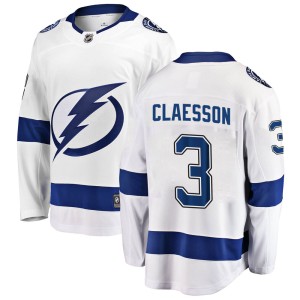 Men's Tampa Bay Lightning Fredrik Claesson Fanatics Branded Breakaway Away Jersey - White
