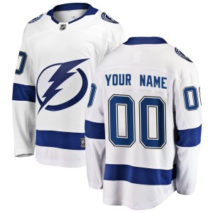 Men's Tampa Bay Lightning Custom Fanatics Branded Breakaway Away Jersey - White