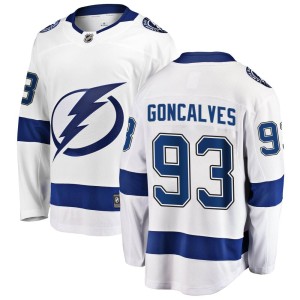 Men's Tampa Bay Lightning Gage Goncalves Fanatics Branded Breakaway Away Jersey - White