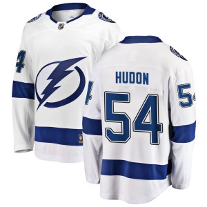 Men's Tampa Bay Lightning Charles Hudon Fanatics Branded Breakaway Away Jersey - White