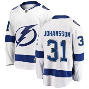 Men's Tampa Bay Lightning Jonas Johansson Fanatics Branded Breakaway Away Jersey - White