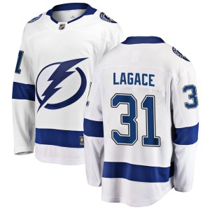 Men's Tampa Bay Lightning Maxime Lagace Fanatics Branded Breakaway Away Jersey - White