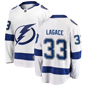 Men's Tampa Bay Lightning Maxime Lagace Fanatics Branded Breakaway Away Jersey - White