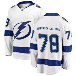 Men's Tampa Bay Lightning Emil Martinsen Lilleberg Fanatics Branded Breakaway Away Jersey - White