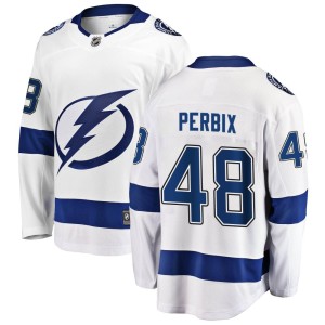 Men's Tampa Bay Lightning Nick Perbix Fanatics Branded Breakaway Away Jersey - White